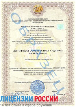 Образец сертификата соответствия аудитора №ST.RU.EXP.00006191-3 Вязьма Сертификат ISO 50001